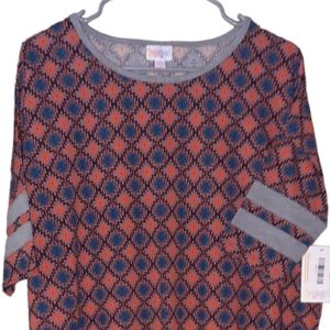 New Lularoe Irma Simply Comfortable Top Hi Low Tunic Shirt Size S Orange Teal